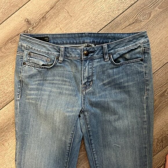 Buffalo Felow Mid rise Flare Jeans 31 Blue Wash Stretch Boho Western Retro - Picture 2 of 5